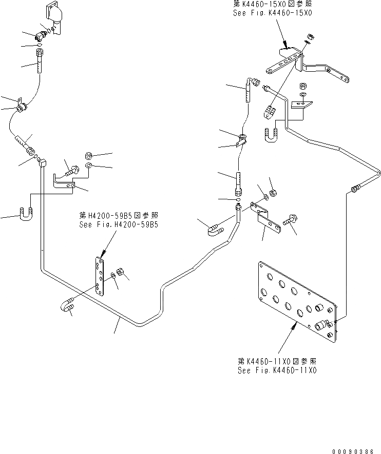 Схема запчастей Komatsu WA900-3E0 - ГИДРАВЛ ЛИНИЯ (МАСЛ. SAMPLING ЛИНИЯ) (ДЛЯ НАКЛОН. ОГРАНИЧИТЕЛЬ)(№-) ГИДРАВЛИКА