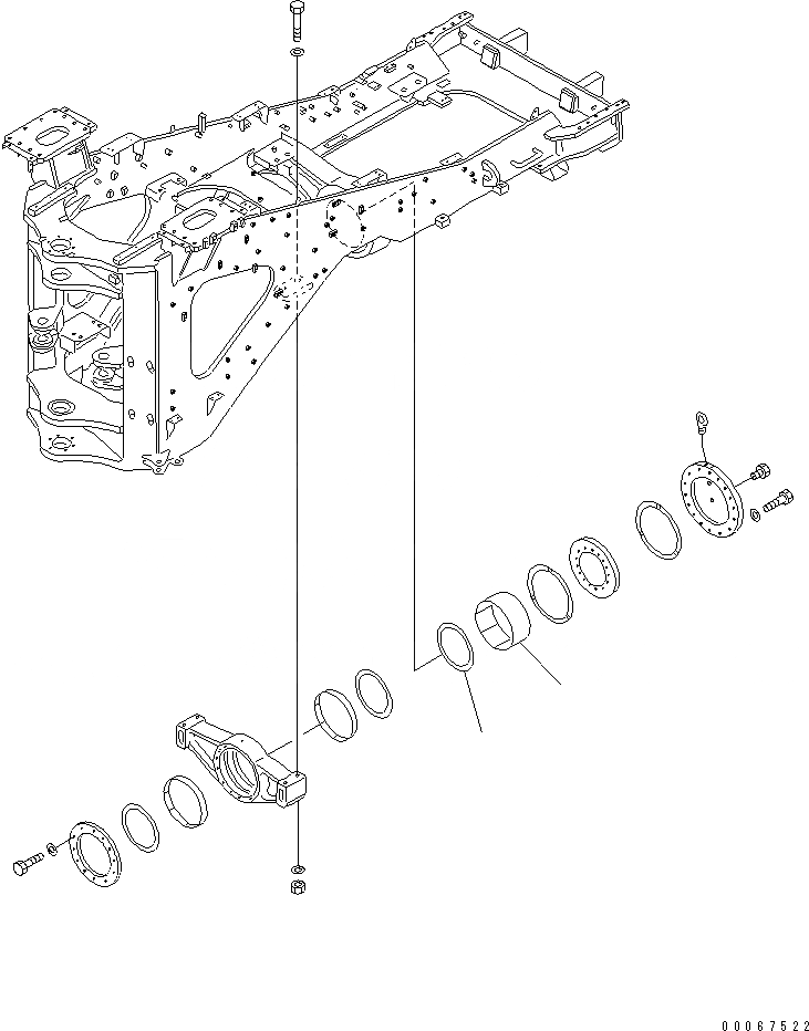 Схема запчастей Komatsu WA900-3E0 - СУППОРТ МОСТА(№-) ОСНОВНАЯ РАМА И ЕЕ ЧАСТИ