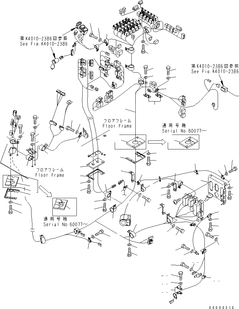 Схема запчастей Komatsu WA900-3E0 - ПОЛ SUB (ПОЛ Э/ПРОВОДКА) (Э/ПРОВОДКА И ЭЛЕКТР. ЭЛЕМЕНТЫ КРЕПЛЕНИЯ) (ДЛЯ НАКЛОН. ОГРАНИЧИТЕЛЬ)(№-) КАБИНА ОПЕРАТОРА И СИСТЕМА УПРАВЛЕНИЯ