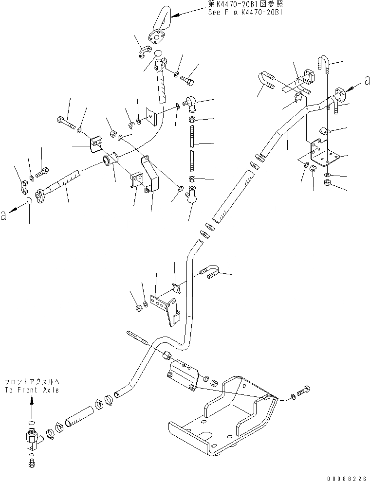 Схема запчастей Komatsu WA900-3E0 - ТОРМОЗНАЯ ГИДРОЛИНИЯ (ПЕРЕДНИЙ МОСТ КОРПУС ЛИНИЯ) (/)(№-) КАБИНА ОПЕРАТОРА И СИСТЕМА УПРАВЛЕНИЯ