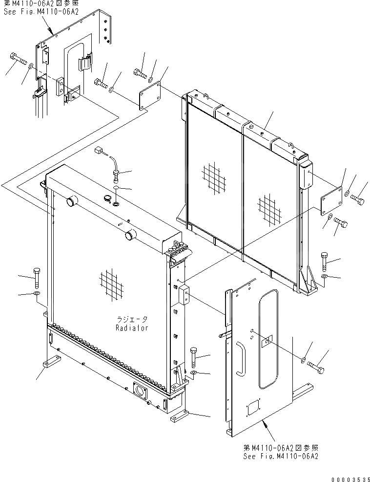 Схема запчастей Komatsu WA900-3 - РАДИАТОР (ЭЛЕМЕНТЫ КРЕПЛЕНИЯ) (SOUND PACKAGE СПЕЦ-Я.)(№9-) СИСТЕМА ОХЛАЖДЕНИЯ