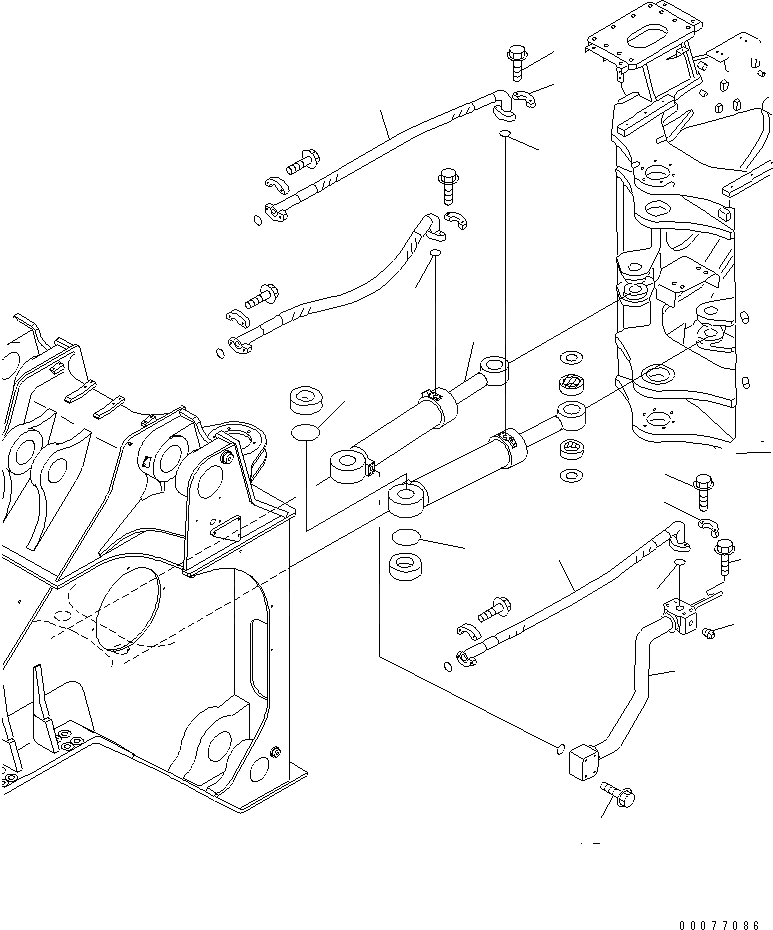 Схема запчастей Komatsu WA900-3 - ЦИЛИНДР РУЛЕВ. УПР-Я¤ ПРАВ.(№9-) ОСНОВНАЯ РАМА И ЕЕ ЧАСТИ