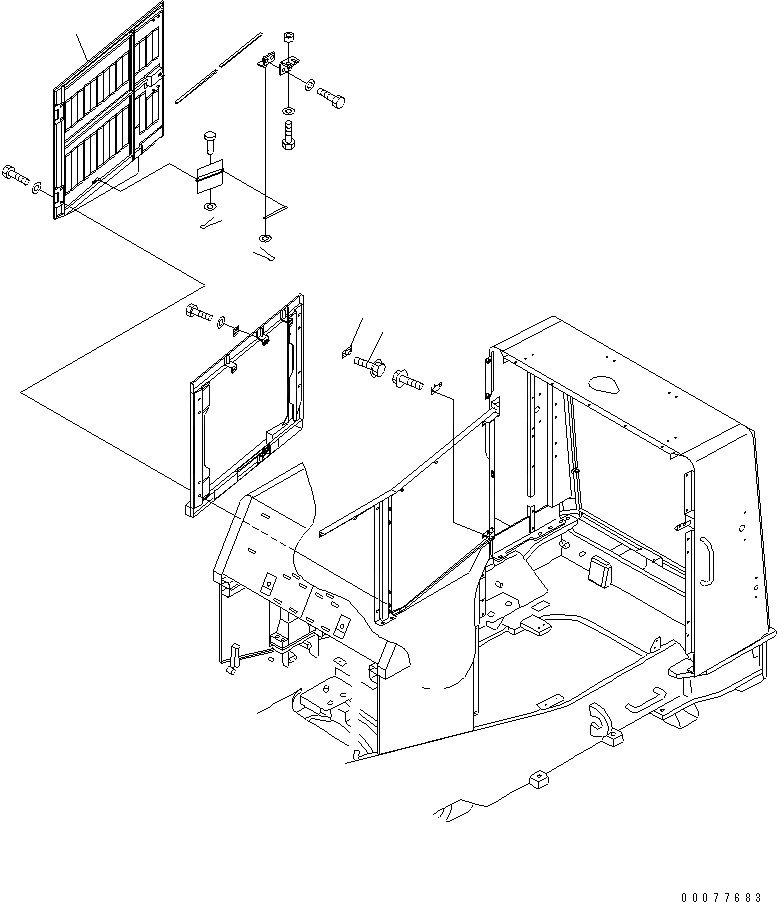 Схема запчастей Komatsu WA900-3 - ДВЕРЦЫ КАПОТА (ПРАВ.)(№9-) ЧАСТИ КОРПУСА