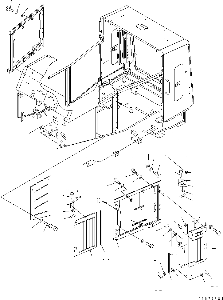 Схема запчастей Komatsu WA900-3 - ДВЕРЦЫ КАПОТА (ЛЕВ.)(№9-) ЧАСТИ КОРПУСА