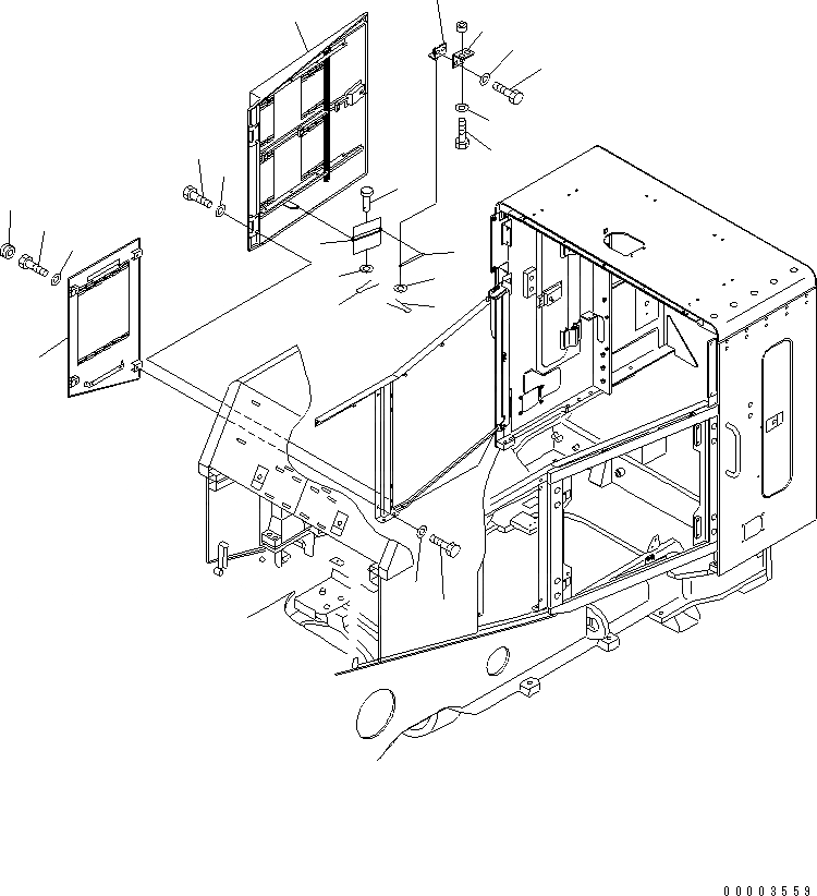 Схема запчастей Komatsu WA900-3 - КАПОТ ( ДВЕРЬ И COVER) (/) (ПРАВ.) (SOUND PACKAGE СПЕЦ-Я.)(№9-9) ЧАСТИ КОРПУСА