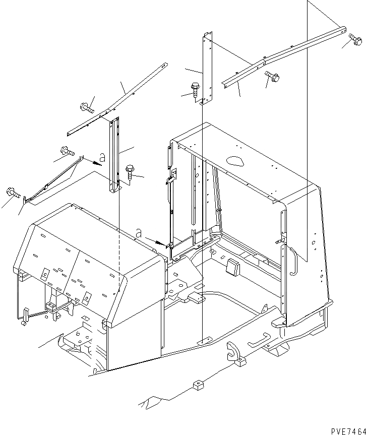 Схема запчастей Komatsu WA900-3 - КАПОТ (СУППОРТ)(№-) ЧАСТИ КОРПУСА