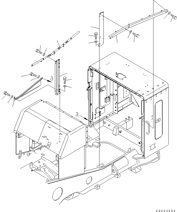 Схема запчастей Komatsu WA900-3 - КАПОТ (СУППОРТ) (SOUND PACKAGE СПЕЦ-Я.)(№9-) ЧАСТИ КОРПУСА