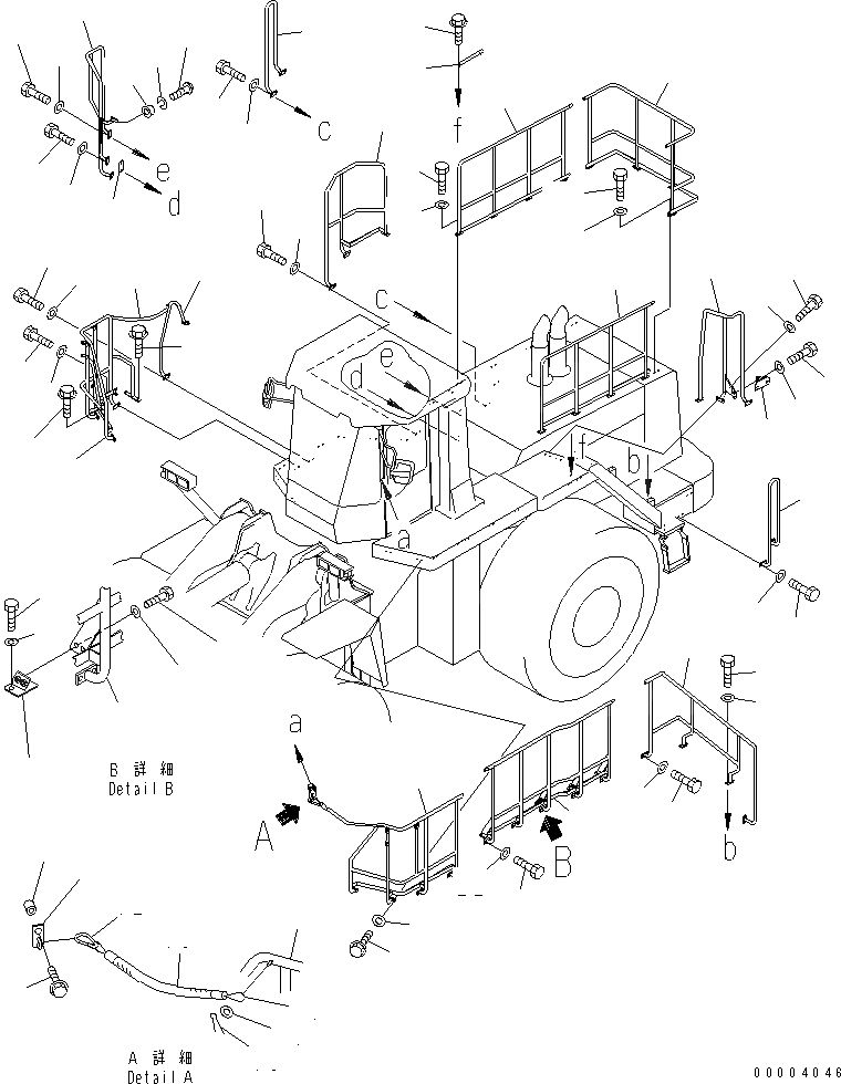 Схема запчастей Komatsu WA900-3 - ПОРУЧНИ( ЯC СПЕЦ-Я.)(№-9) ЧАСТИ КОРПУСА