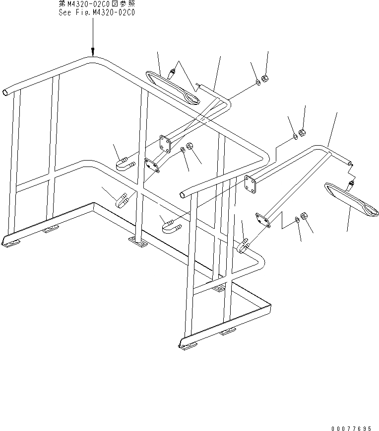 Схема запчастей Komatsu WA900-3 - ПОРУЧНИ(НИЖН. ЗЕРКАЛО) (С ЗАДН. НИЖН. VIEW MIRROR)(№9-) ЧАСТИ КОРПУСА