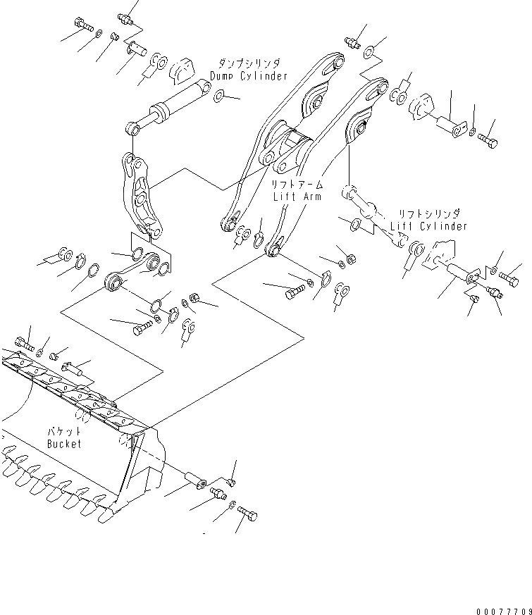 Схема запчастей Komatsu WA900-3 - РУКОЯТЬ И КОЛЕНЧАТЫЙ РЫЧАГ (РУКОЯТЬ ПАЛЕЦ)(№9-) РАБОЧЕЕ ОБОРУДОВАНИЕ