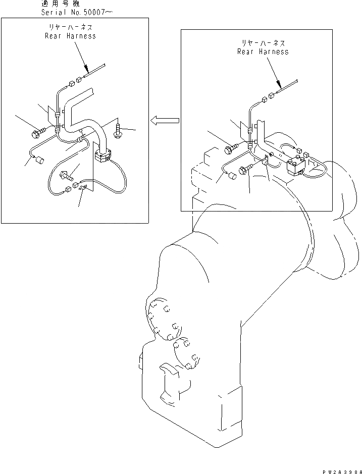 Схема запчастей Komatsu WA900-3 - ЗАДН. Э/ПРОВОДКА (ЛИНИЯ ТРАНСМИССИИ) ЭЛЕКТРИКА