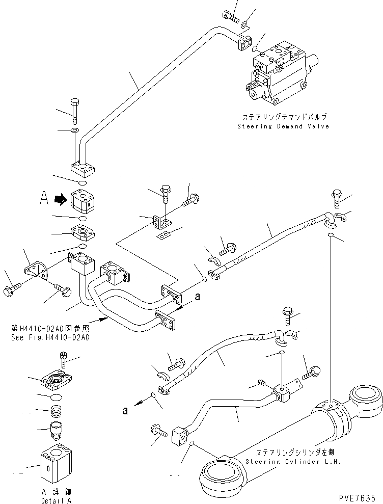 Схема запчастей Komatsu WA900-3 - ГИДРОЛИНИЯ РУЛЕВОГО УПРАВЛЕНИЯ (КРЕПЛЕНИЕ ЛИНИИ ЦИЛИНДРА РУЛЕВ. УПР-Я¤ /) ГИДРАВЛИКА