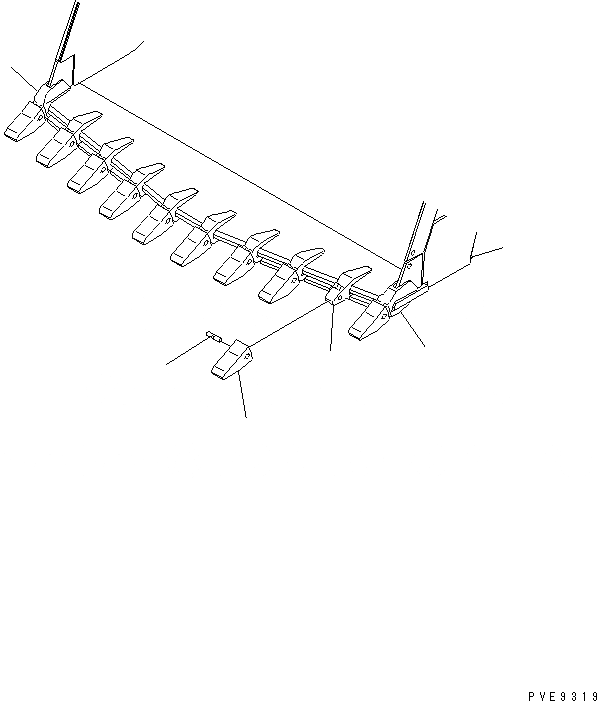 Схема запчастей Komatsu WA900-3 - ЗУБЬЯ(ГОРИЗОНТАЛЬН. ПАЛЕЦ¤ АДАПТЕР WELDED TOOTH) (SHARP ТИП) РАБОЧЕЕ ОБОРУДОВАНИЕ