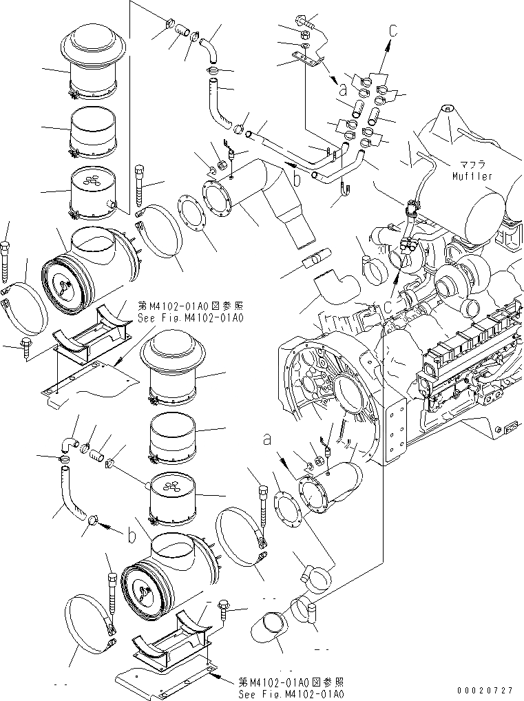 Схема запчастей Komatsu WA900L-3 - ДВИГАТЕЛЬ (ВОЗДУХООЧИСТИТЕЛЬ И CLEANER КРЕПЛЕНИЕ)(№-) КОМПОНЕНТЫ ДВИГАТЕЛЯ