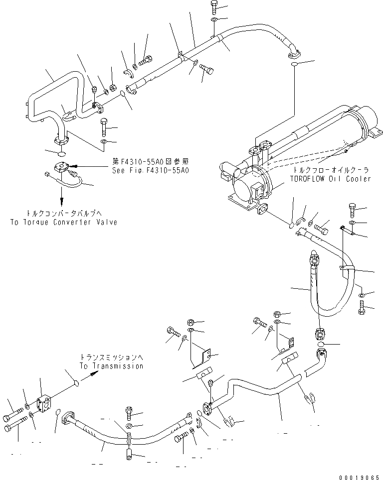 Схема запчастей Komatsu WA900L-3 - ГИДРОТРАНСФОРМАТОР И ТРАНСМИССИЯ ЛИНИЯ (ЛИНИИ МАСЛООХЛАДИТЕЛЯ (/)) ГИДРОТРАНСФОРМАТОР И ТРАНСМИССИЯ