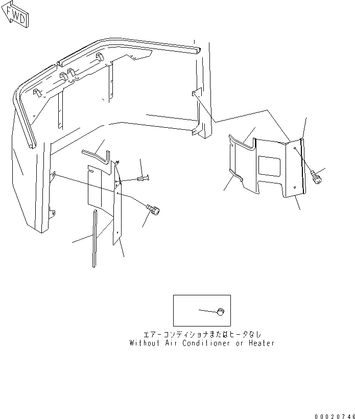 Схема запчастей Komatsu WA900L-3 - КАБИНА (ПЕРЕДН. ИНТЕРЬЕР COVER¤ НИЖН.) КАБИНА ОПЕРАТОРА И СИСТЕМА УПРАВЛЕНИЯ