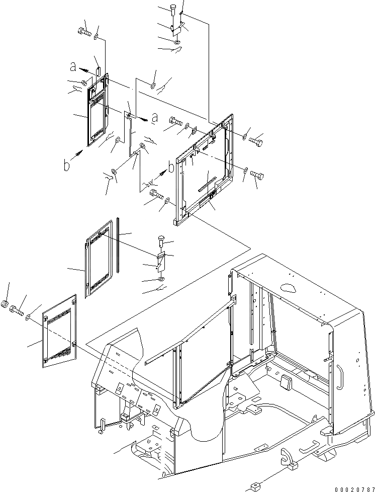 Схема запчастей Komatsu WA900L-3 - КАПОТ ( ДВЕРЬ И COVER) (/) (ПРАВ.) (С ПРАВ. СТУПЕНИ) ЧАСТИ КОРПУСА