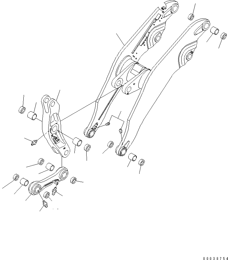 Схема запчастей Komatsu WA900L-3 - РУКОЯТЬ И КОЛЕНЧАТЫЙ РЫЧАГ (ВЫСОК. ПОДЪЕМ РУКОЯТЬ) (ДЛЯ УДАЛЕНН. ПОЗИЦИОНЕР) РАБОЧЕЕ ОБОРУДОВАНИЕ