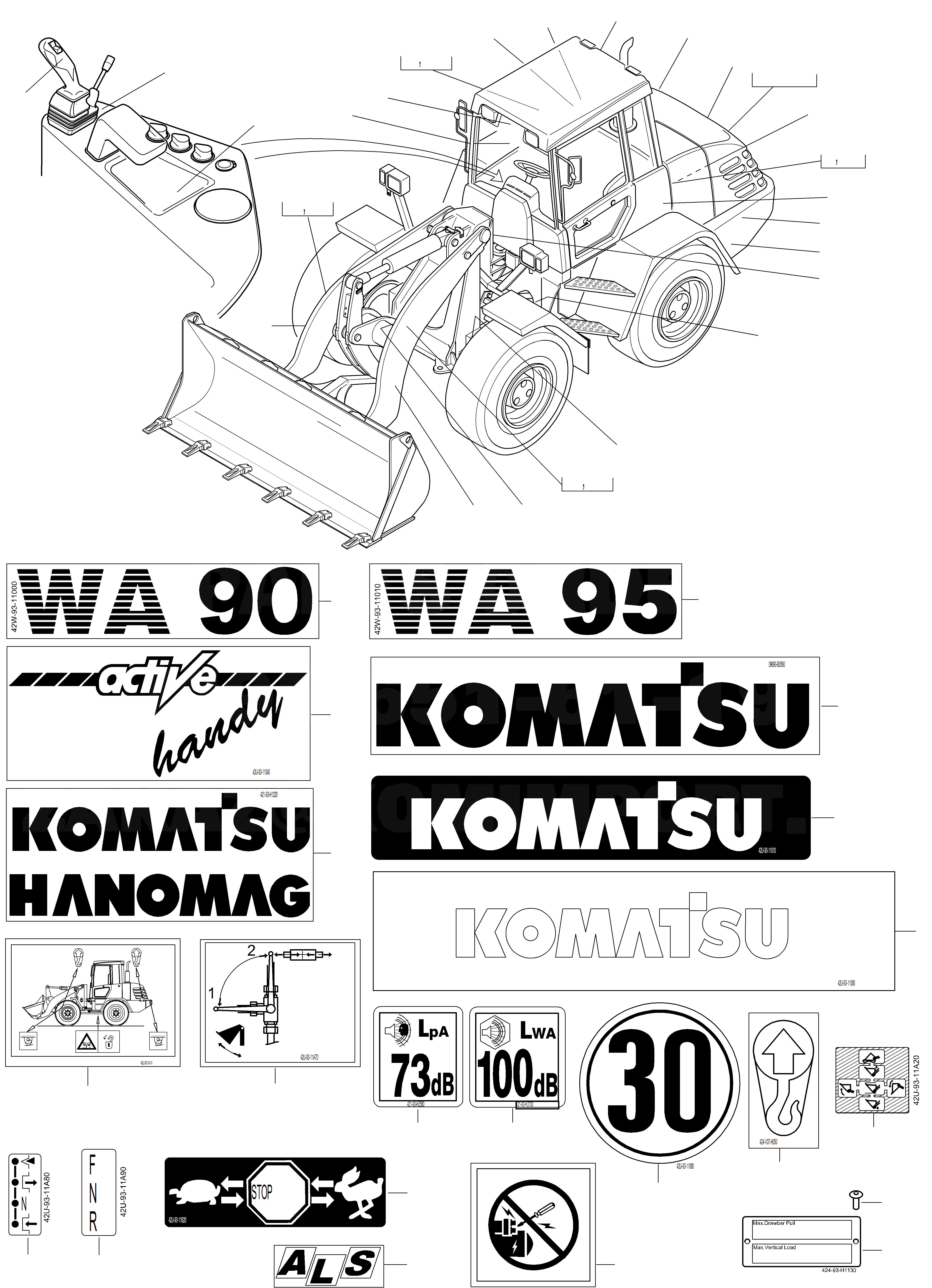 Схема запчастей Komatsu WA90-3 - БУКВЕНН. ИНСТРУМЕНТ, АКСЕССУАРЫ, БУКВЕНН.
