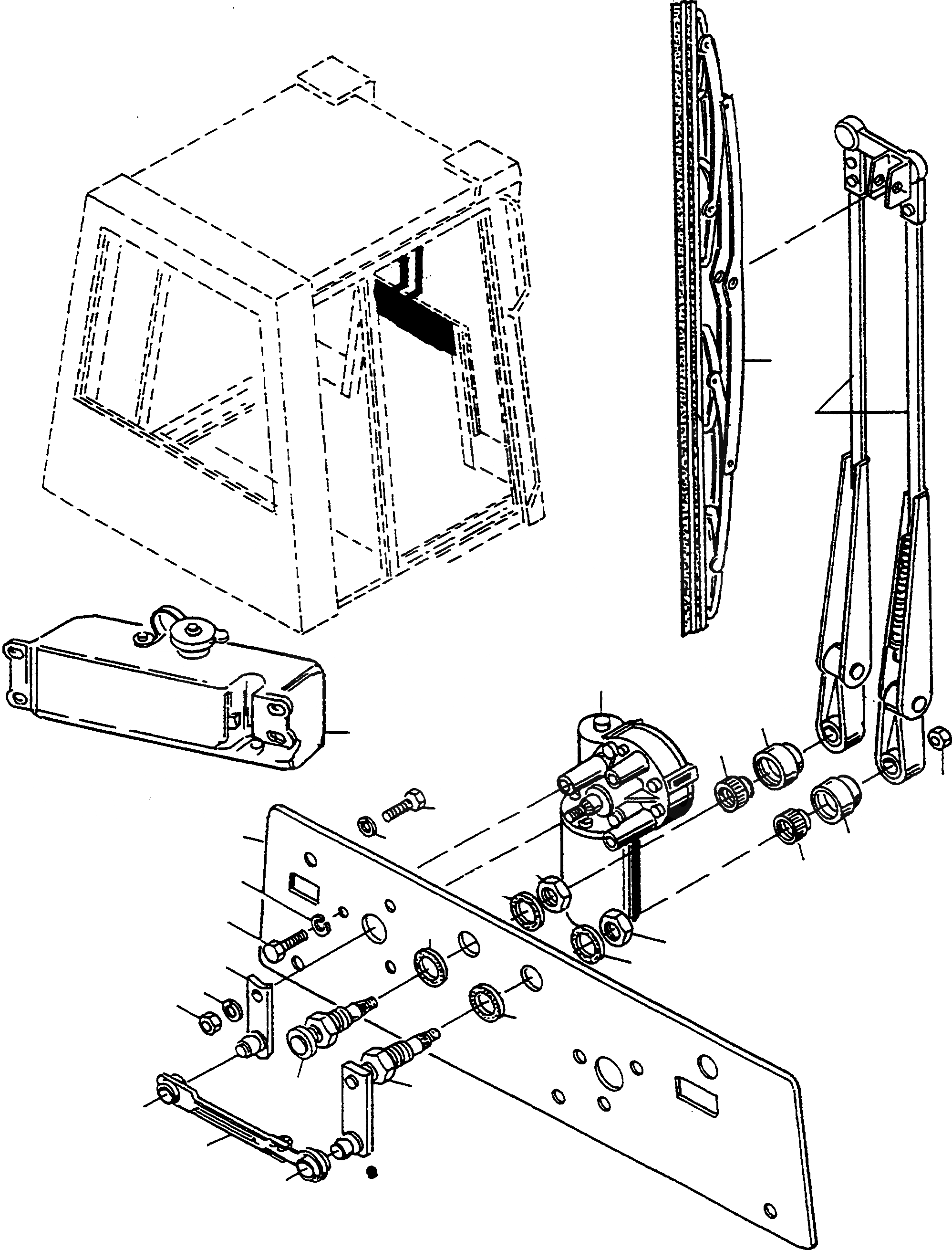 Схема запчастей Komatsu WA90-1 - WINDЗАЩИТН.-ДВОРНИКИ - ОМЫВАТЕЛЬ СИСТЕМА, ПЕРЕДН. ЭЛЕКТРИЧ. СИСТЕМА