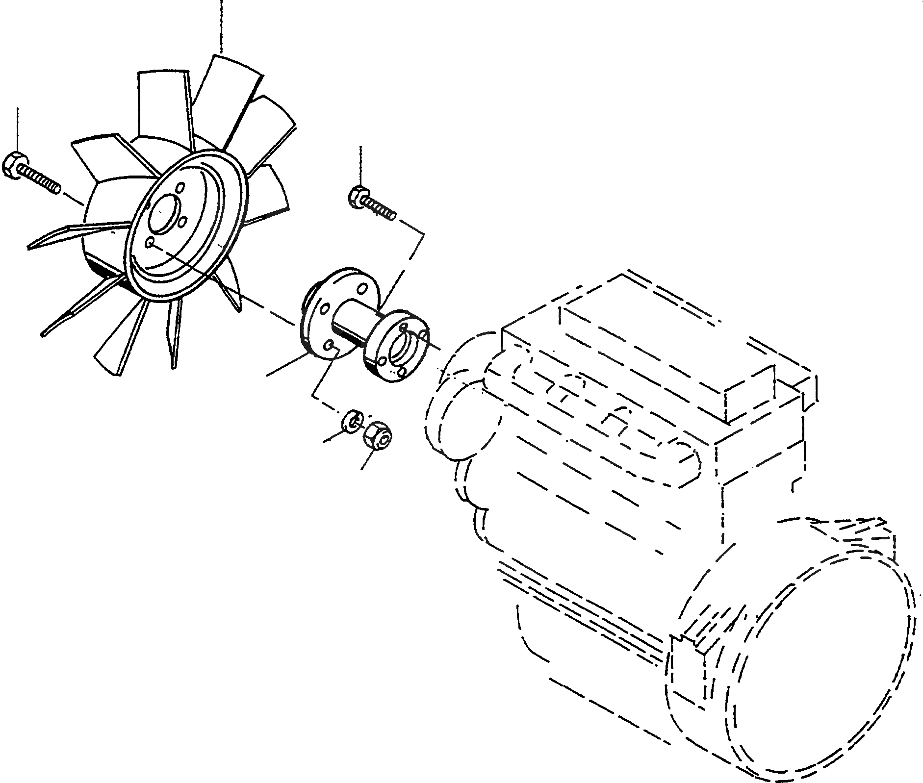 Схема запчастей Komatsu WA90-1 - ВЕНТИЛЯТОР, НАТЯЖИТЕЛЬ РЕМНЯ ДВИГАТЕЛЬ, КРЕПЛЕНИЕ ДВИГАТЕЛЯ