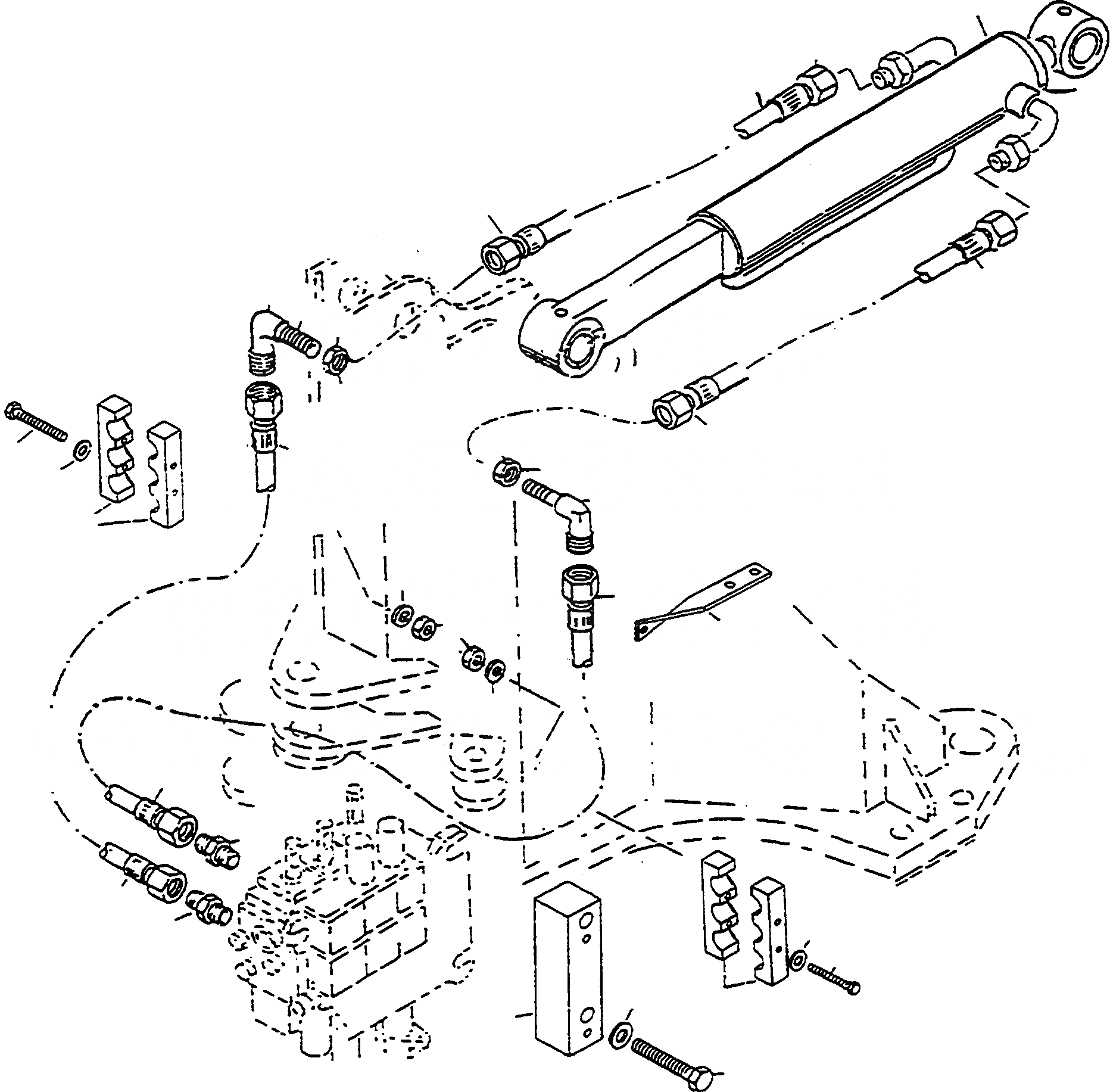 Схема запчастей Komatsu WA90-1 - ЦИЛИНДР КОВША И ТРУБЫS ГИДРАВЛИКА