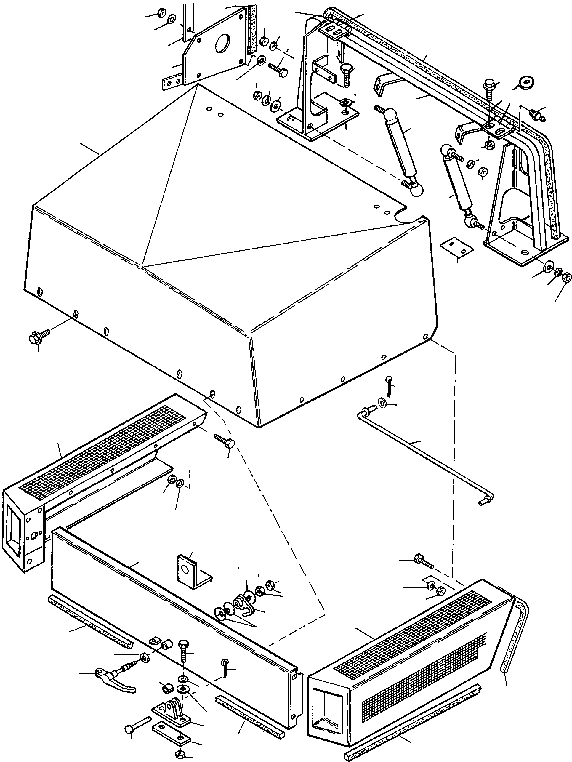 Схема запчастей Komatsu WA90-1 - ЗАЩИТА РАДИАТОРА AND КРЫШКА РАМА