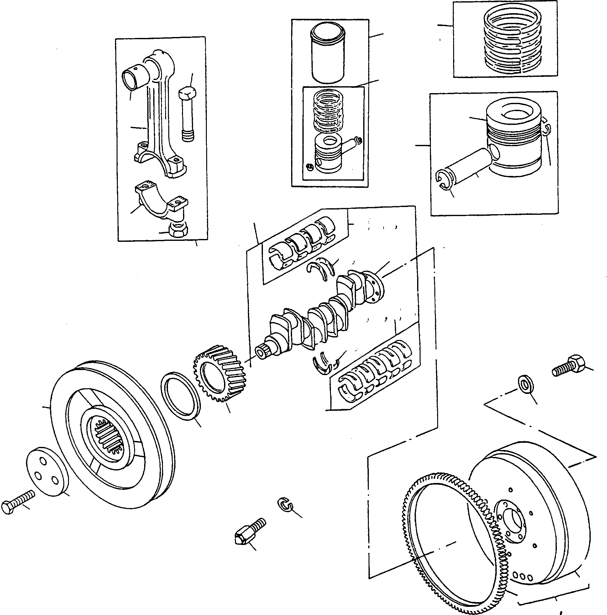 Схема запчастей Komatsu WA90-1 - CRANK ASSEMBLY ДВИГАТЕЛЬ, КРЕПЛЕНИЕ ДВИГАТЕЛЯ