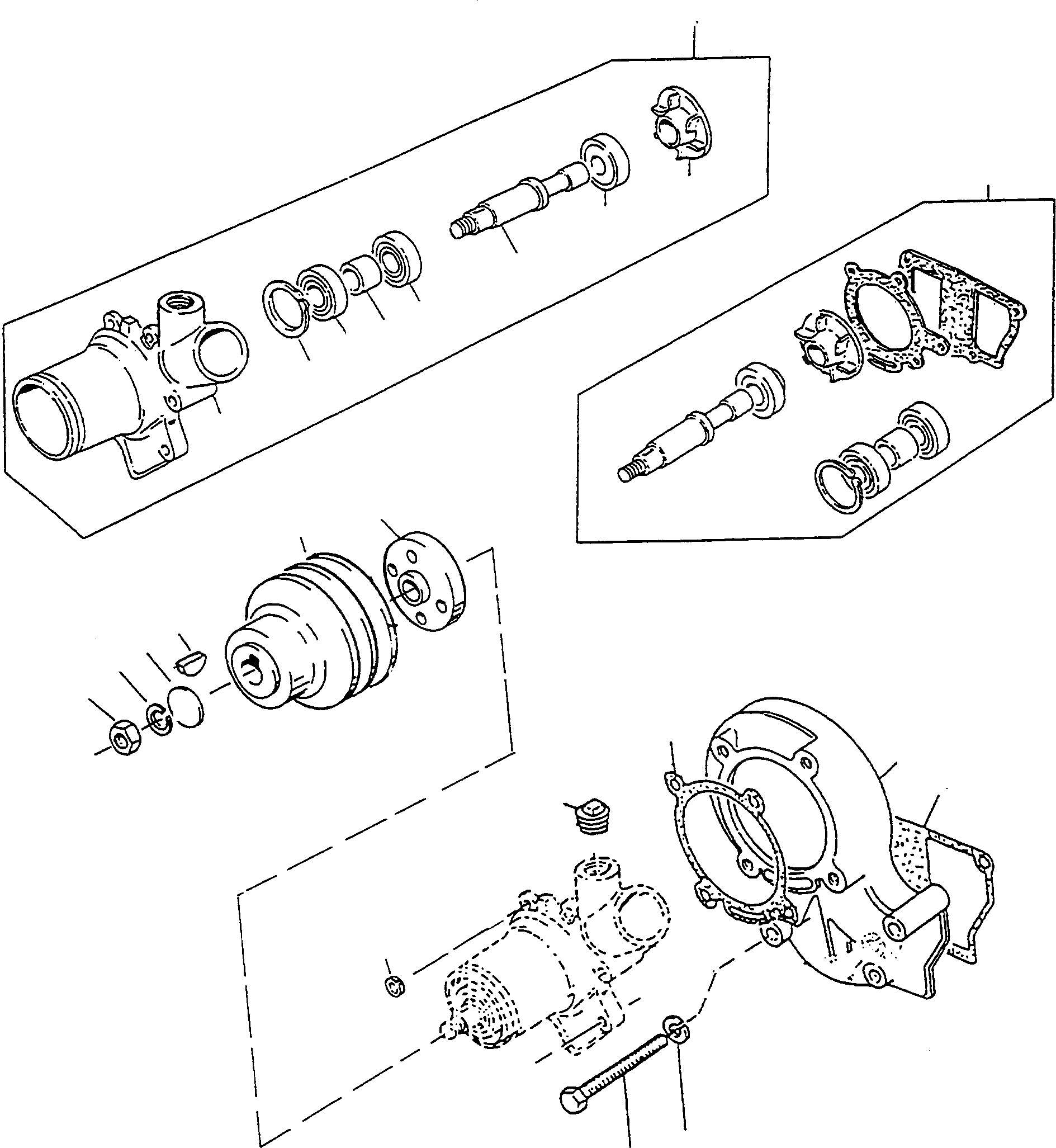 Схема запчастей Komatsu WA90-1 - ВОДЯНАЯ ПОМПА ДВИГАТЕЛЬ, КРЕПЛЕНИЕ ДВИГАТЕЛЯ