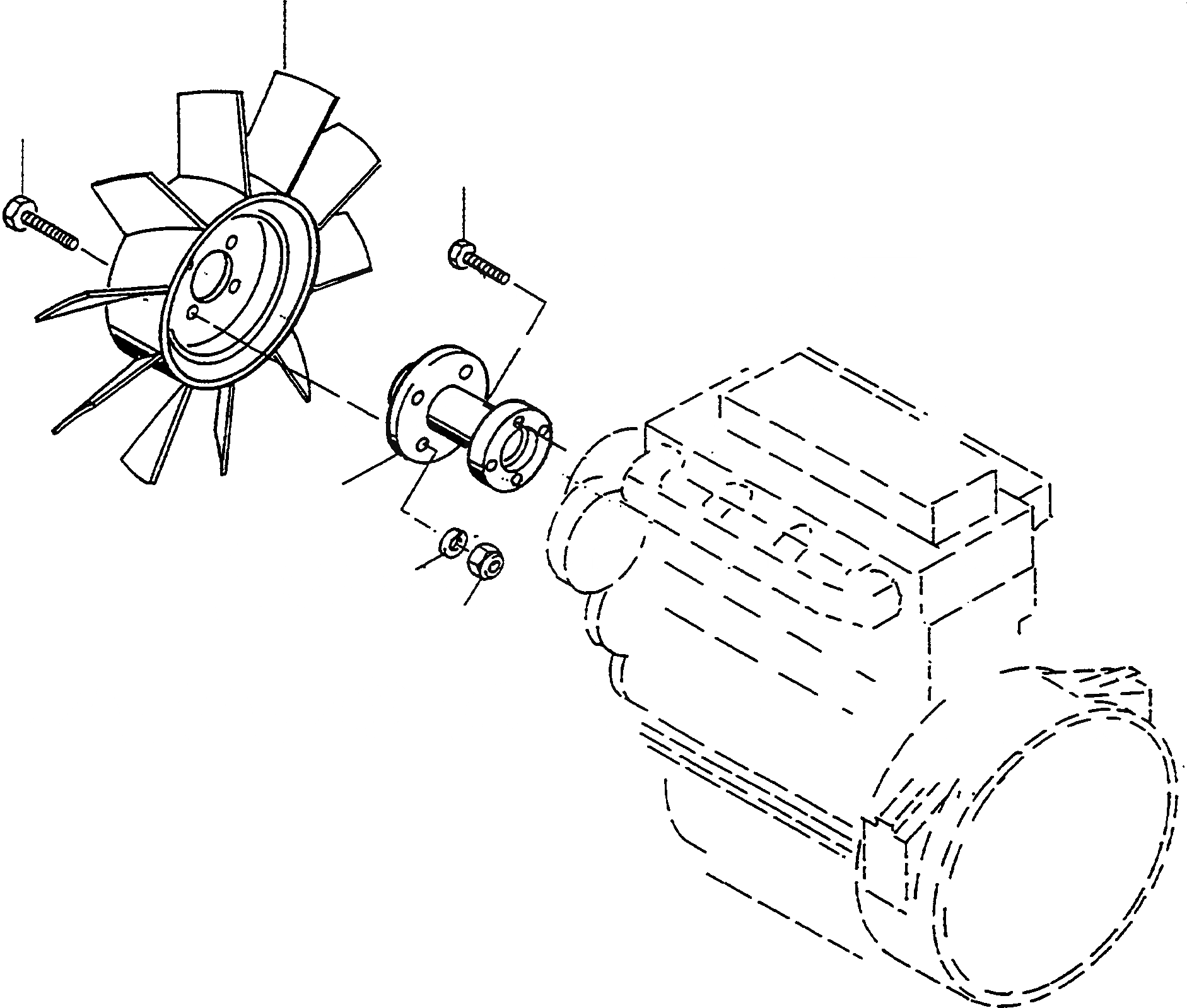 Схема запчастей Komatsu WA90-1S - ВЕНТИЛЯТОР, НАТЯЖИТЕЛЬ РЕМНЯ ДВИГАТЕЛЬ, КРЕПЛЕНИЕ ДВИГАТЕЛЯ