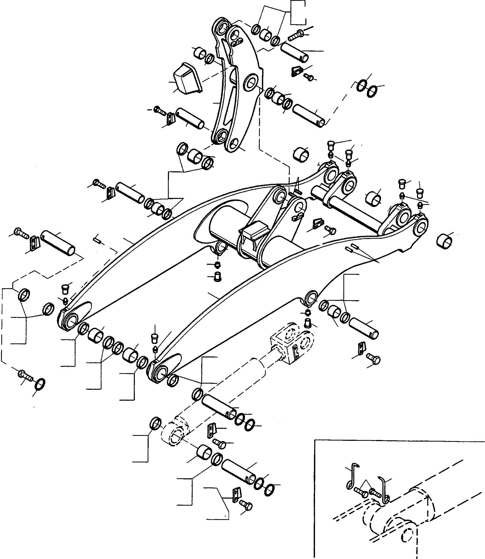 Схема запчастей Komatsu WA90-1S - СТРЕЛА СТРЕЛА, THRUST РАМА - РУКОЯТЬ