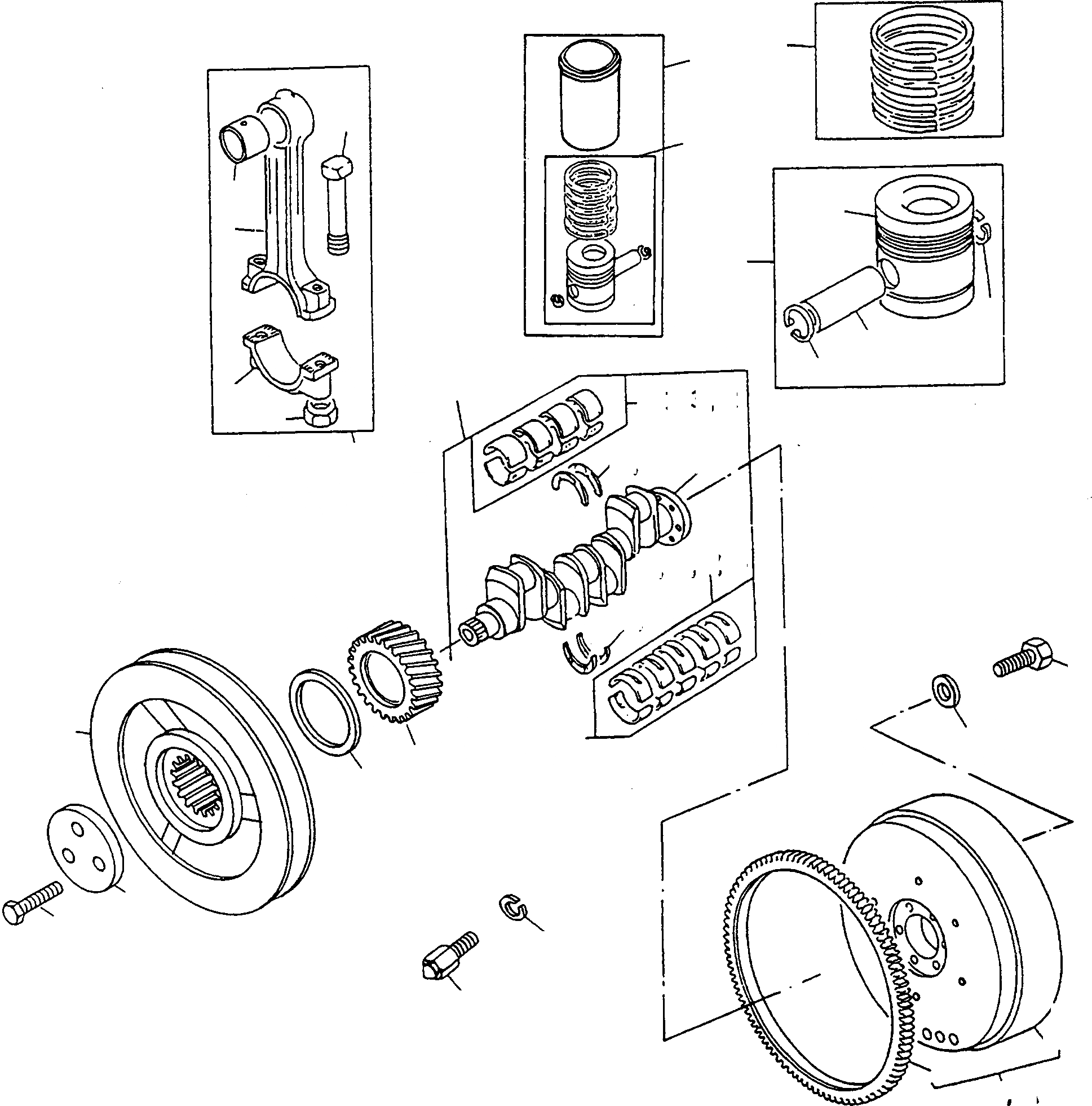 Схема запчастей Komatsu WA90-1S - CRANK ASSEMBLY ДВИГАТЕЛЬ, КРЕПЛЕНИЕ ДВИГАТЕЛЯ