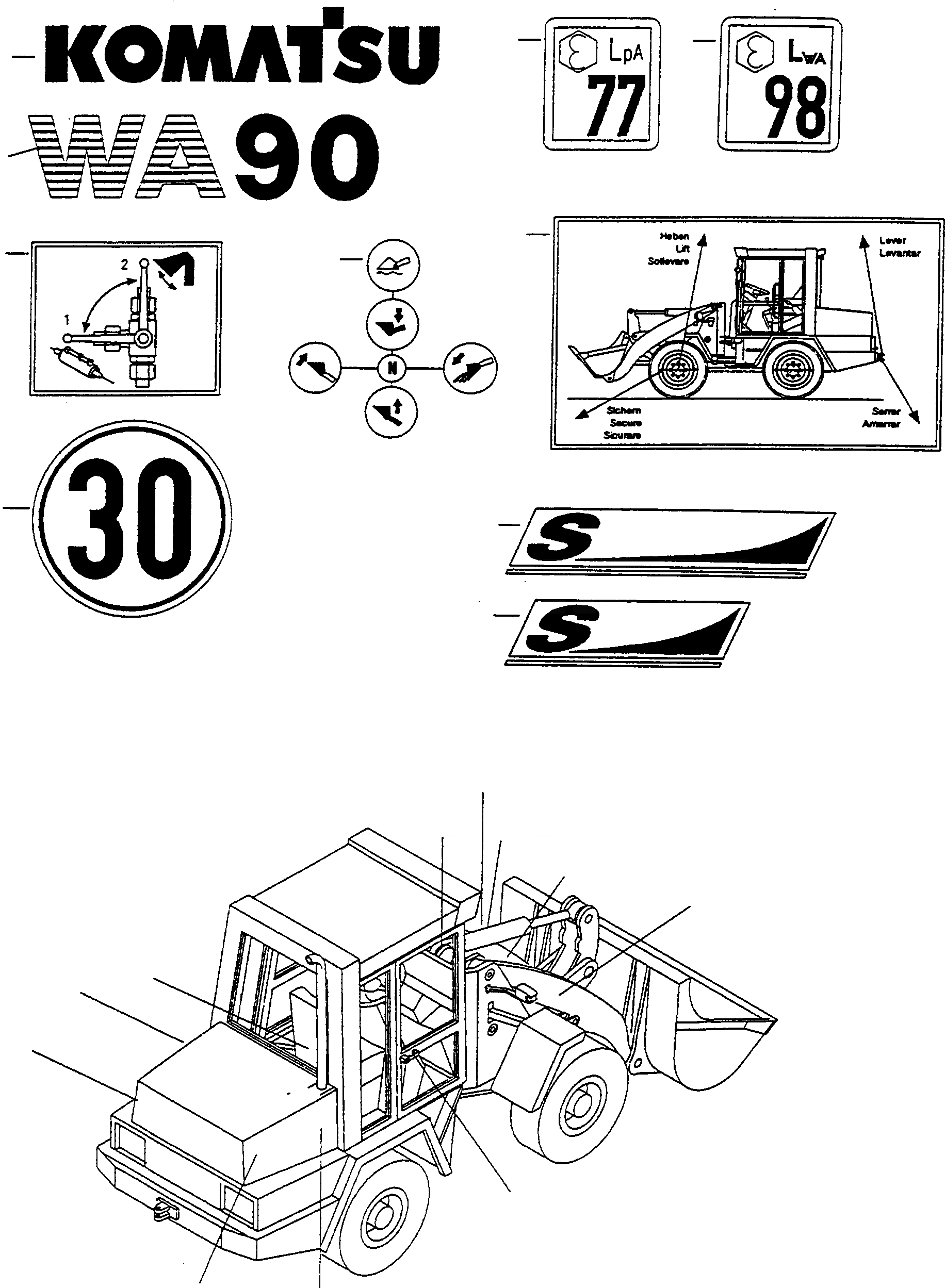 Схема запчастей Komatsu WA90-1S - БУКВЕНН. ИНСТРУМЕНТ, АКСЕССУАРЫ, БУКВЕНН.