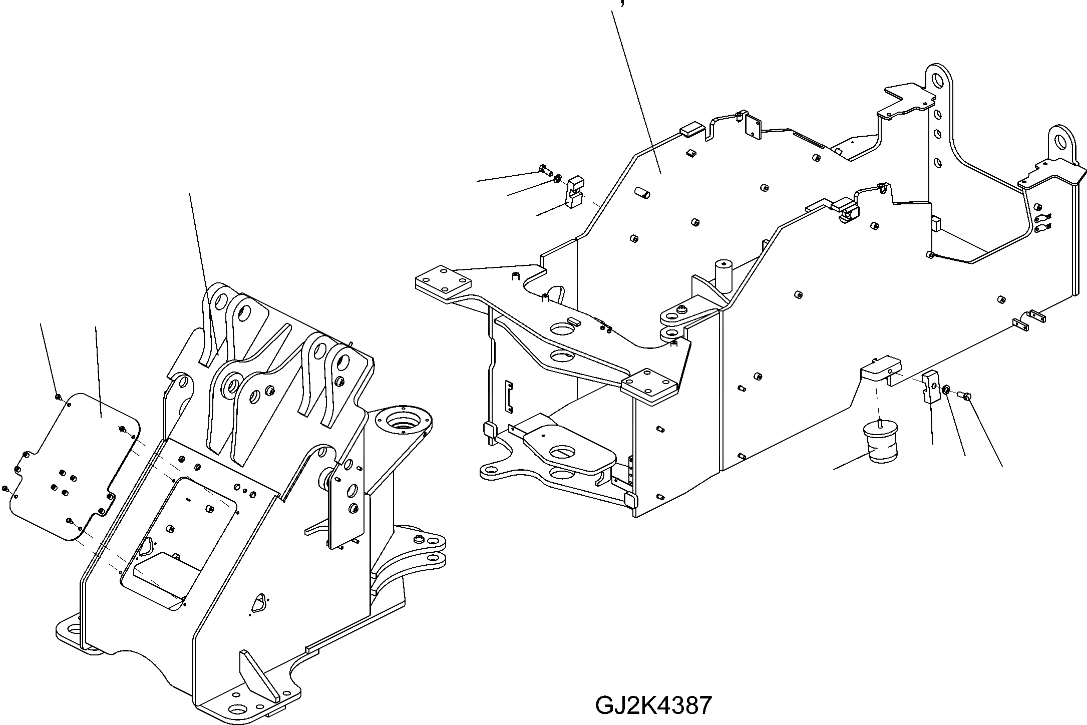 Схема запчастей Komatsu WA90-5 30 km - РАМА, ПЕРЕДН. И ЗАДН. РАМА