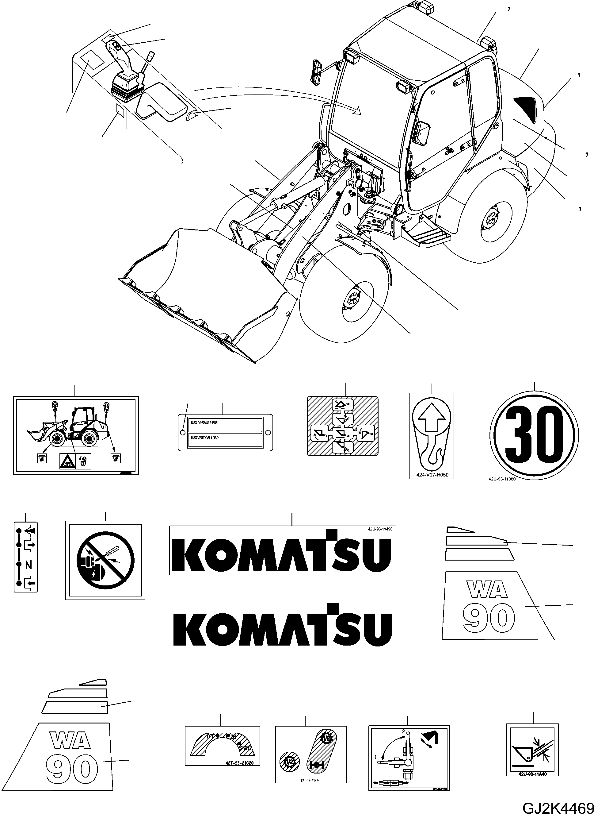 Схема запчастей Komatsu WA90-5 30 km - БУКВЕНН. ИНСТРУМЕНТ, АКСЕССУАРЫ, БУКВЕНН.