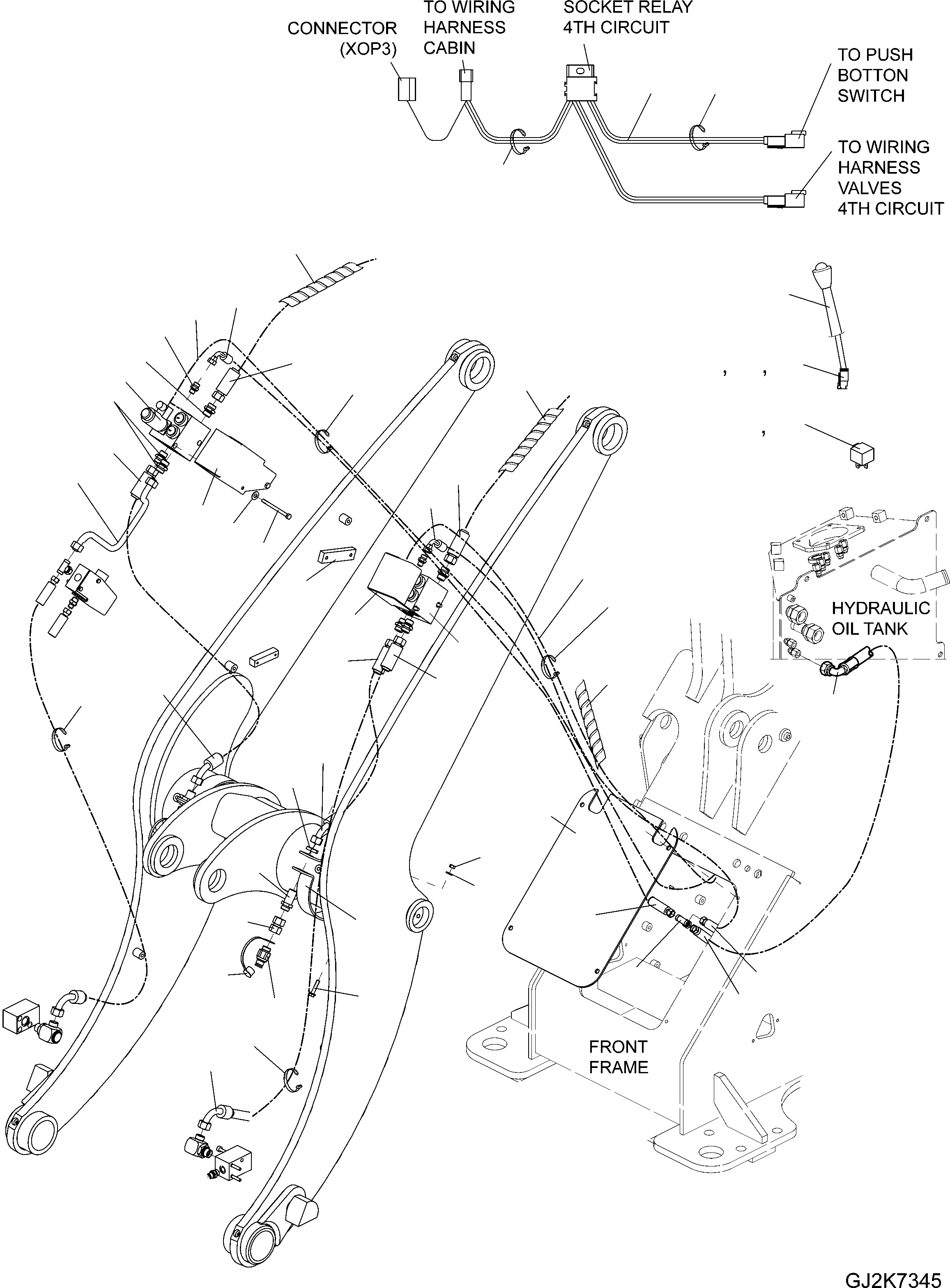 Схема запчастей Komatsu WA90-6 - ДОПОЛН. 4 ГИДРАВЛ КОНТУР (ОПЦ.) H ГИДРАВЛИКА