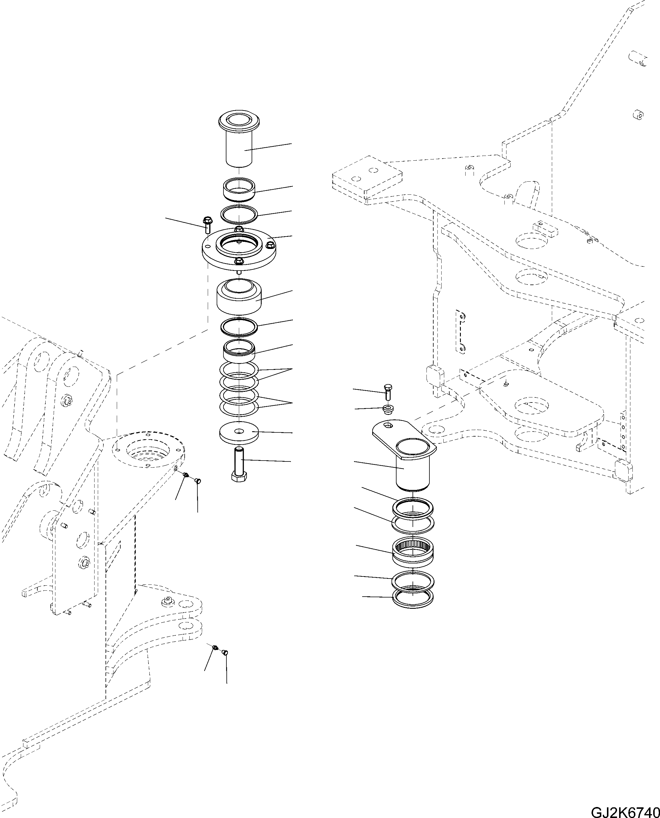 Схема запчастей Komatsu WA90-6 - HINGE ПАЛЕЦ J ОСНОВНАЯ РАМА И ЕЕ ЧАСТИ
