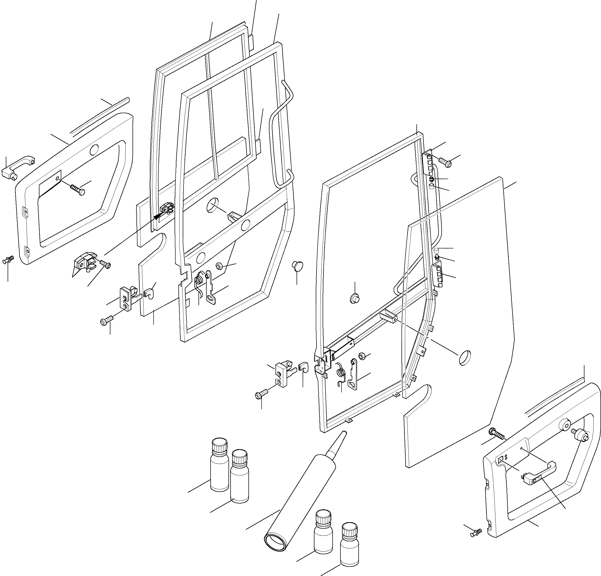 Схема запчастей Komatsu WA90-3 - БЕЗОПАСН. КАБИНА, ДВЕРЬS ПРИВОДRS КАБИНА