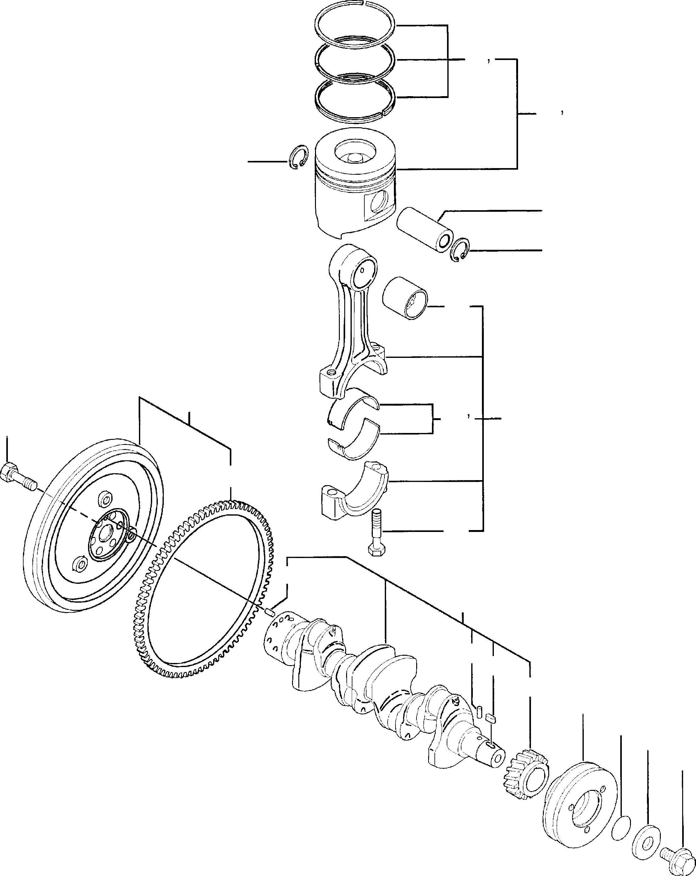 Схема запчастей Komatsu WA90-3 - CRANK ASSEMBLY, WA9 -  ДВИГАТЕЛЬ, КРЕПЛЕНИЕ ДВИГАТЕЛЯ