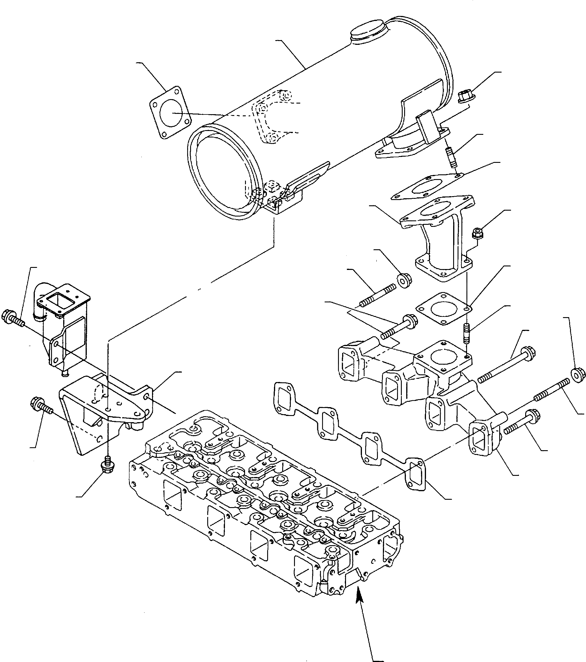 Схема запчастей Komatsu WB140-2 - ВЫПУСКНОЙ КОЛЛЕКТОР & ГЛУШИТЕЛЬ (ASPIRATED ДВИГАТЕЛЬ) ДВИГАТЕЛЬ