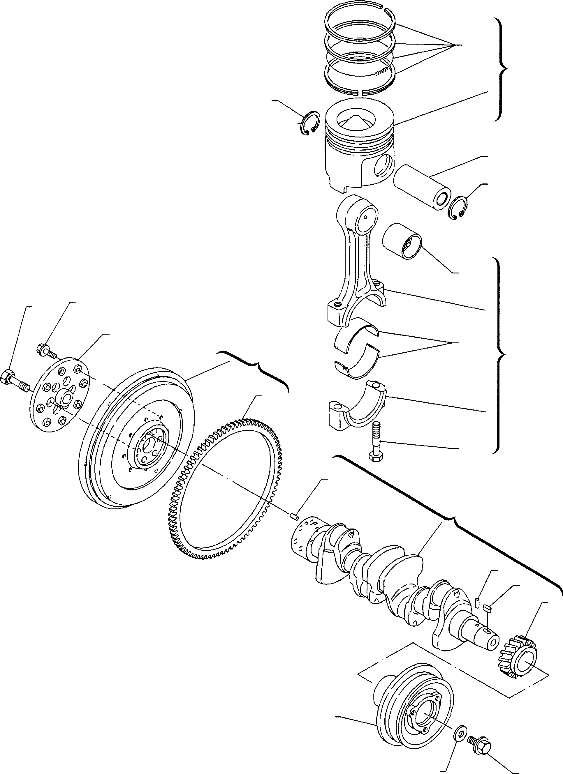 Схема запчастей Komatsu WB140-2 - КОЛЕНВАЛ & ПОРШЕНЬ (ASPIRATED ДВИГАТЕЛЬ) ДВИГАТЕЛЬ