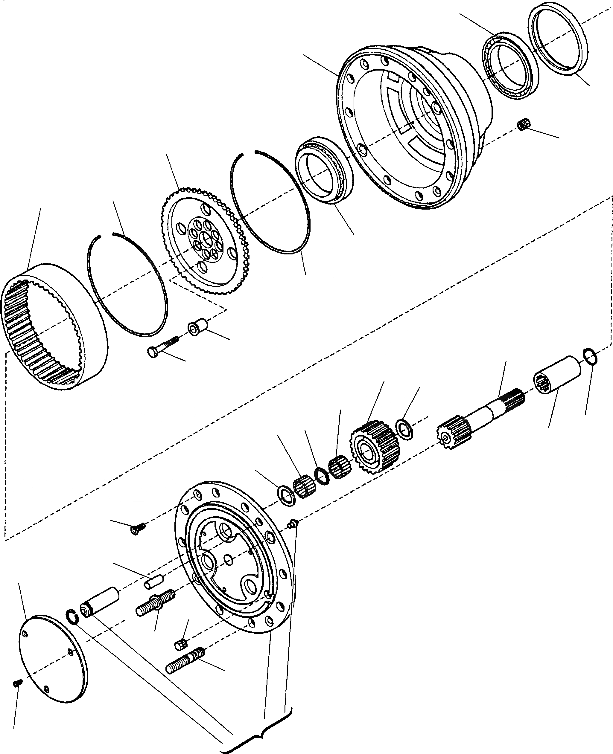 Схема запчастей Komatsu WB140-2 - ЗАДН. МОСТ (7/7) РАМА