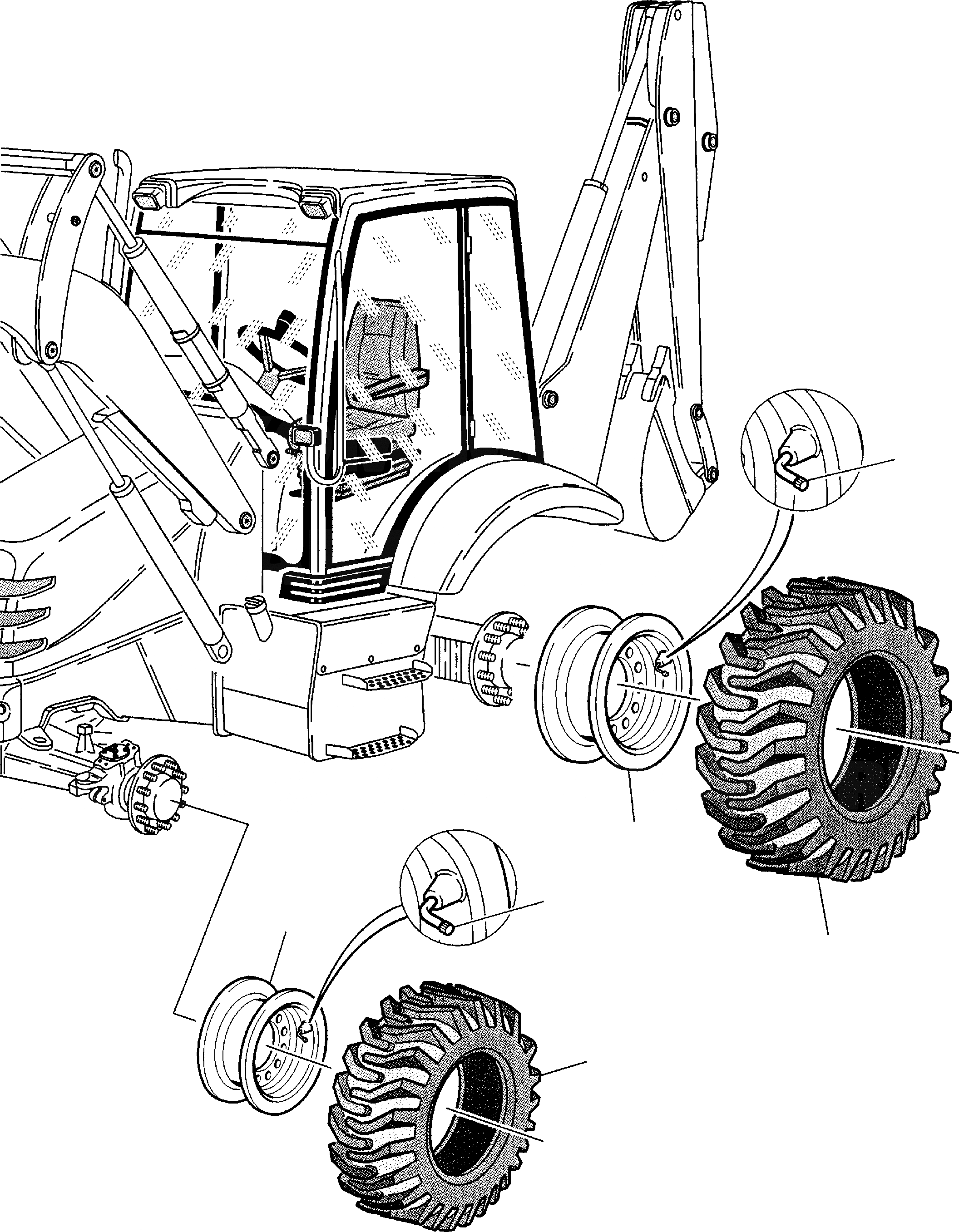 Схема запчастей Komatsu WB140-2 - КОЛЕСА (WD) РАМА