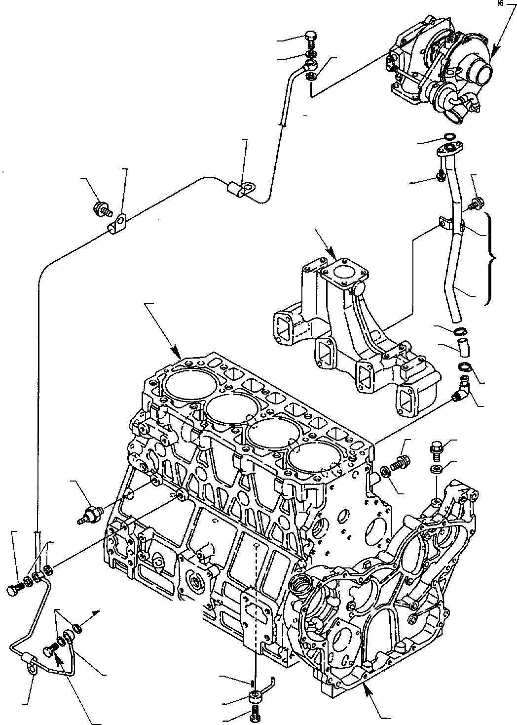 Схема запчастей Komatsu WB140-2 - СИСТЕМА СМАЗКИ МАСЛ. ЛИНИЯ (TURBO ДВИГАТЕЛЬ) ДВИГАТЕЛЬ