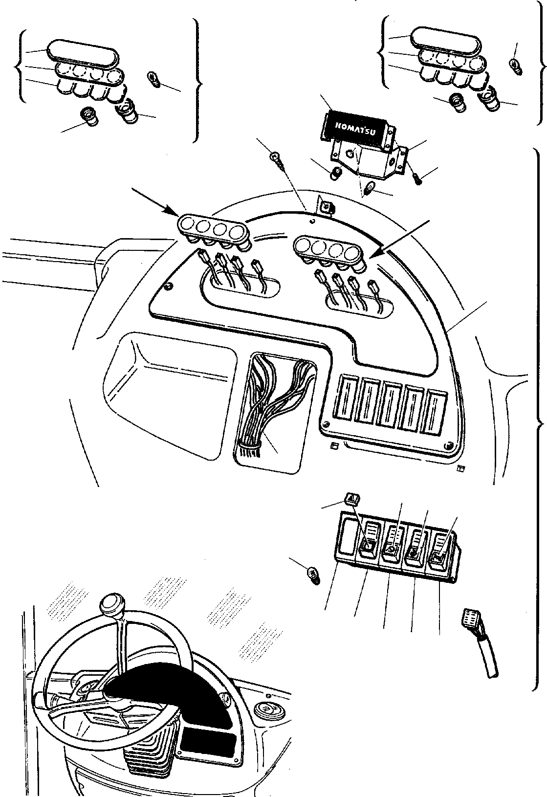 Схема запчастей Komatsu WB140-2 - ПЕРЕДН. ПРИБОРНАЯ ПАНЕЛЬ (/) КОМПОНЕНТЫ ДВИГАТЕЛЯ И ЭЛЕКТРИКА