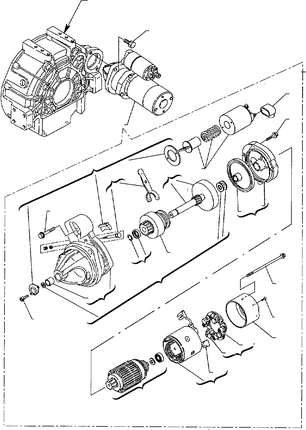Схема запчастей Komatsu WB140-2 - СТАРТЕР (ASPIRATED ДВИГАТЕЛЬ) ДВИГАТЕЛЬ