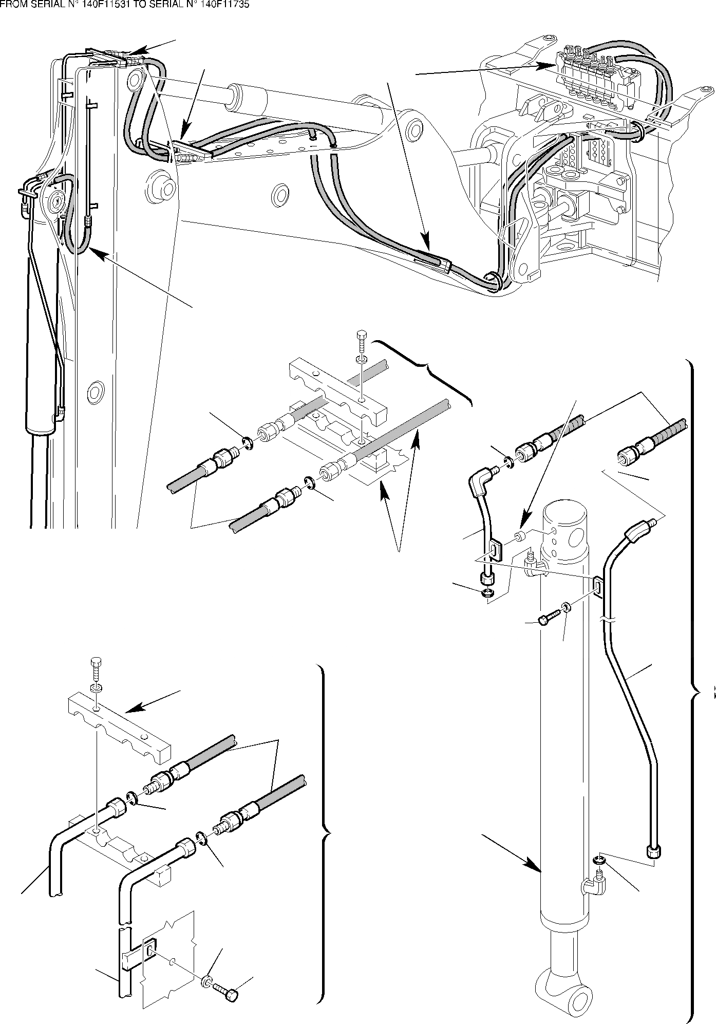 Схема запчастей Komatsu WB140-2 - ГИДРОЛИНИЯ (ЦИЛИНДР КОВША) (ФИКСИР. РУКОЯТЬ) ГИДРАВЛИКА РАБОЧЕЕ ОБОРУДОВАНИЕ