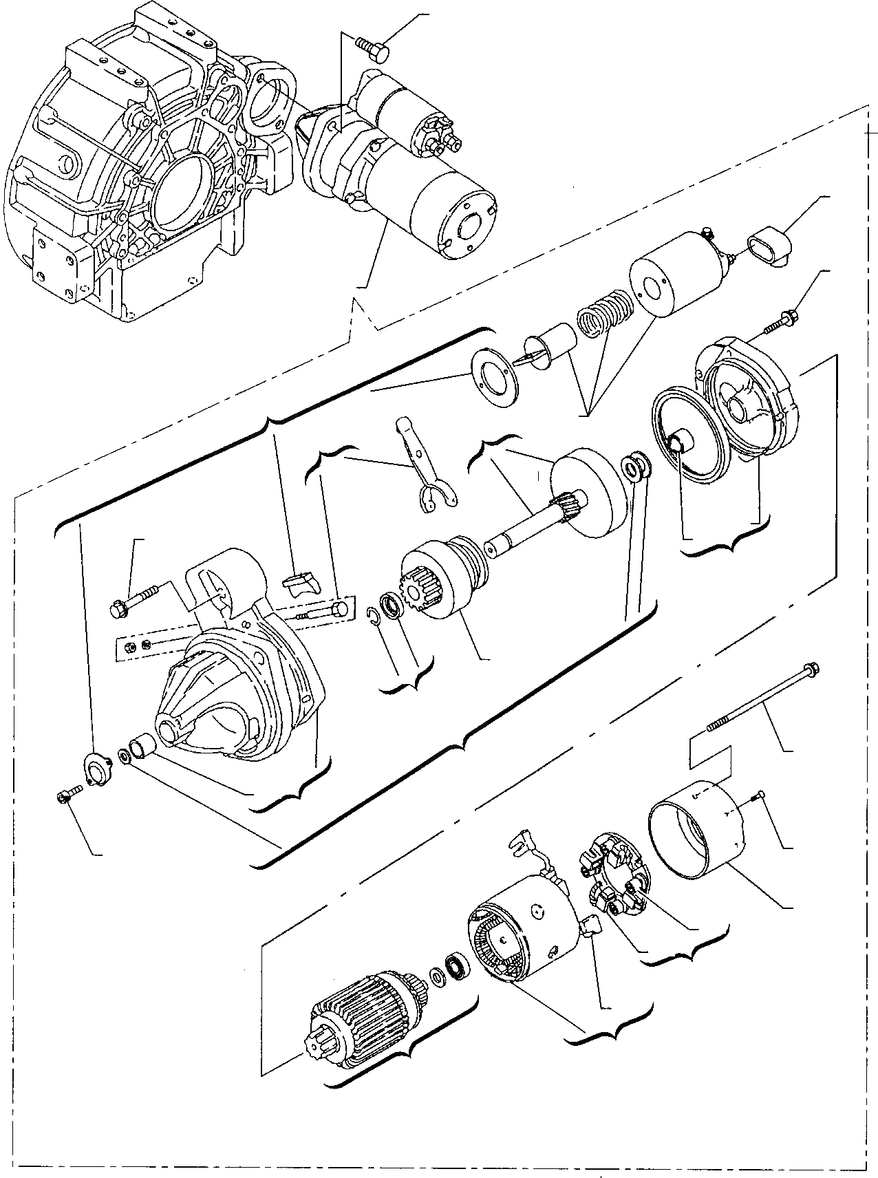 Схема запчастей Komatsu WB140PS-2 - СТАРТЕР ДВИГАТЕЛЬ