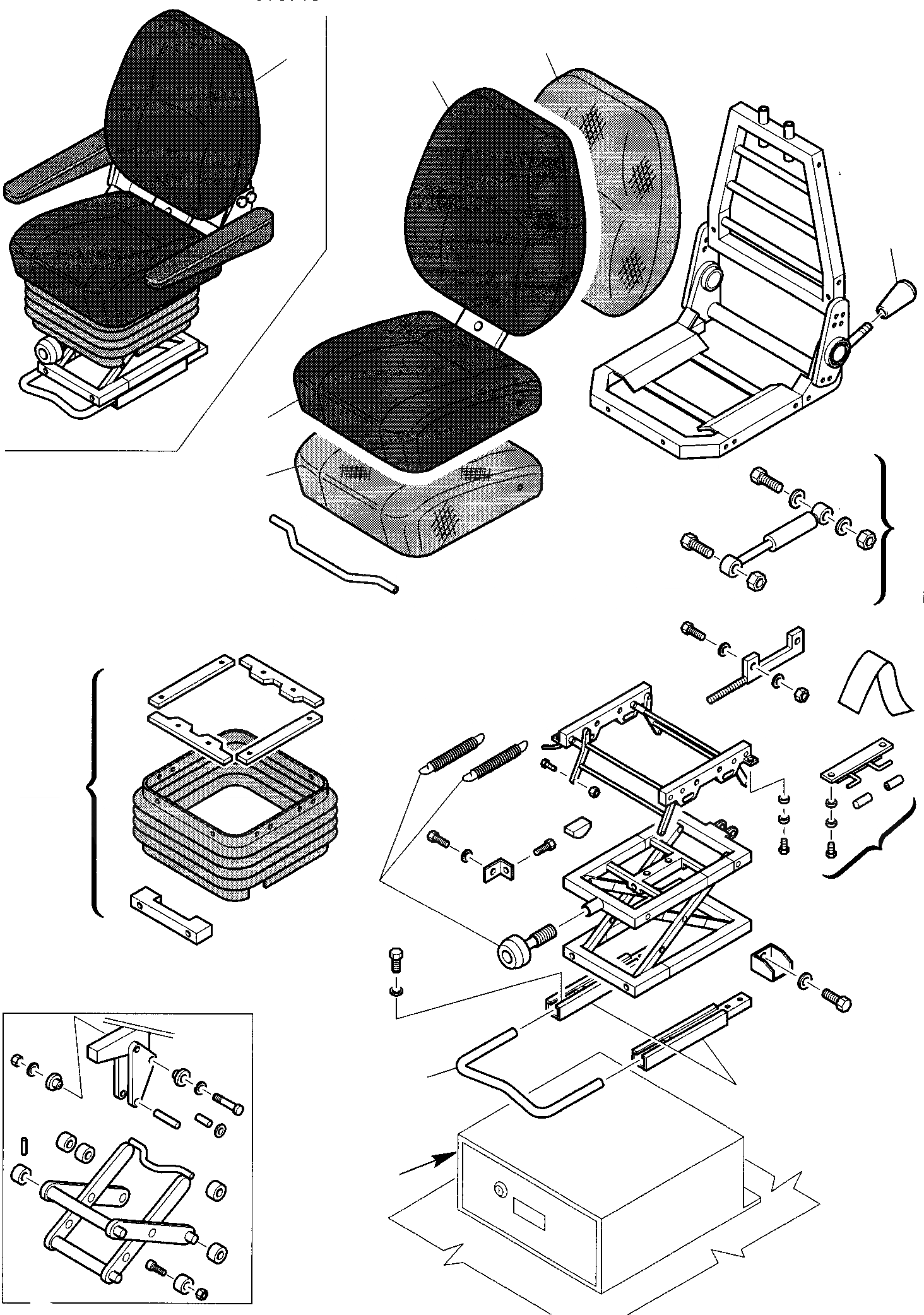 Схема запчастей Komatsu WB140PS-2 - СИДЕНЬЕ ОПЕРАТОРА ЧАСТИ КОРПУСА И КАБИНА