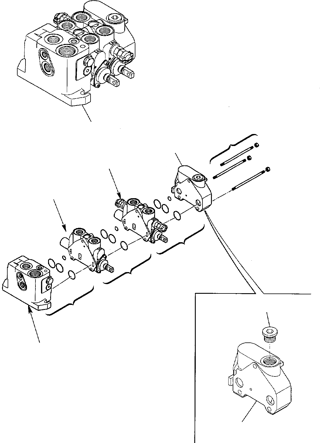 Схема запчастей Komatsu WB140PS-2 - УПРАВЛ-Е ПОГРУЗ. КОВШОМ КЛАПАН (/) ГИДРАВЛИКА РАБОЧЕЕ ОБОРУДОВАНИЕ